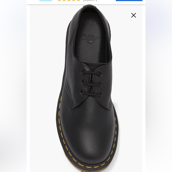 Dr. Martens 1461 Black Virginia Leather Lace-Up Shoes 8 NWT - Picture 4 of 10